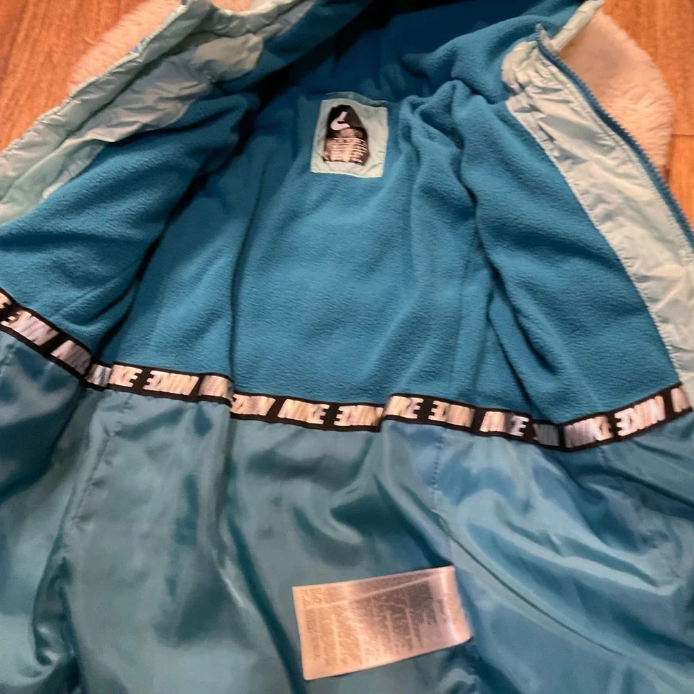 Nike Puffer Coat Size XS 4 Girls With‎ Hood Insulated Winter Teal Blue Kids